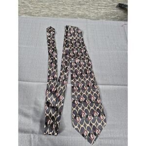 Zylos George Machado Tie Mens Gray Silk Geometric Lattice Classic Necktie USA